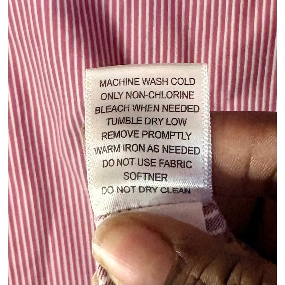 Banana Republic‎ Non Iron Classic Fit Mens Red White Stripe Button Down Shirt M - Picture 5 of 8